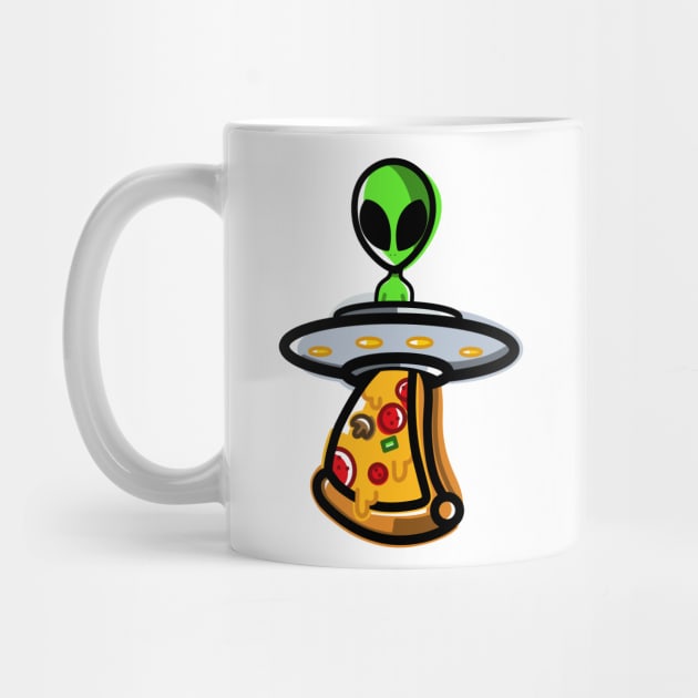 Cool Minimalist UFO Abduction Alien Pizza by By-Berto